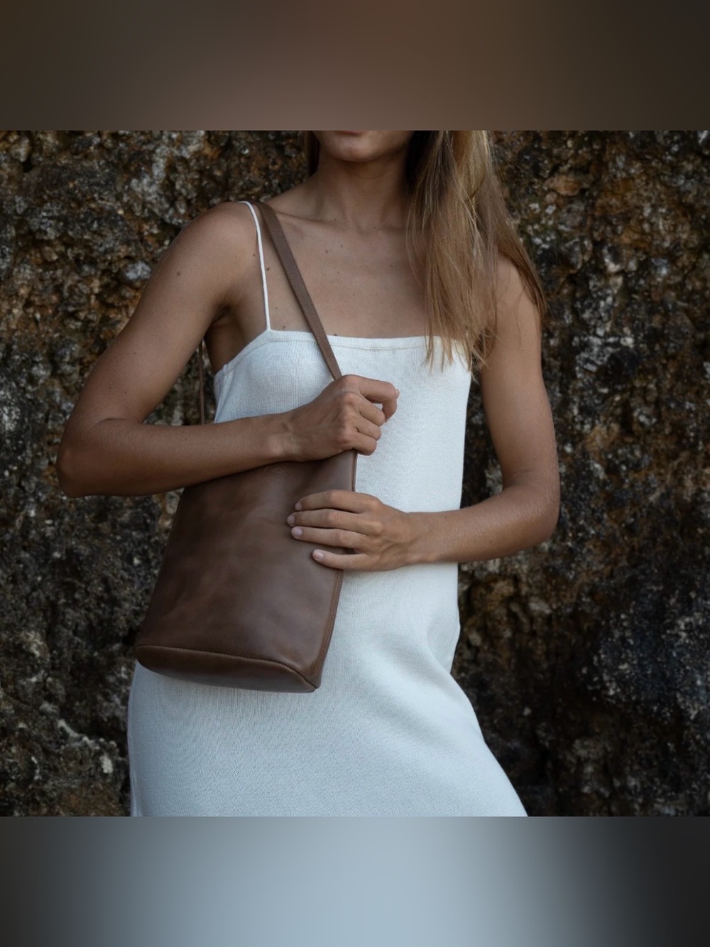 Avy & Co Mini Leather Bucket Tote | Matte Caramel NWOT